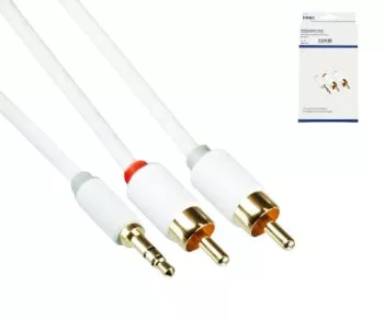 Audio kabel 3,5mm samec na 2x RCA samec, Monaco Range, bílý, 2,00 m